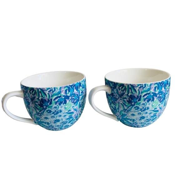 Lily Pulitzer Set of 2 Fab Fit Fun Mugs Blue - Picture 1 of 8